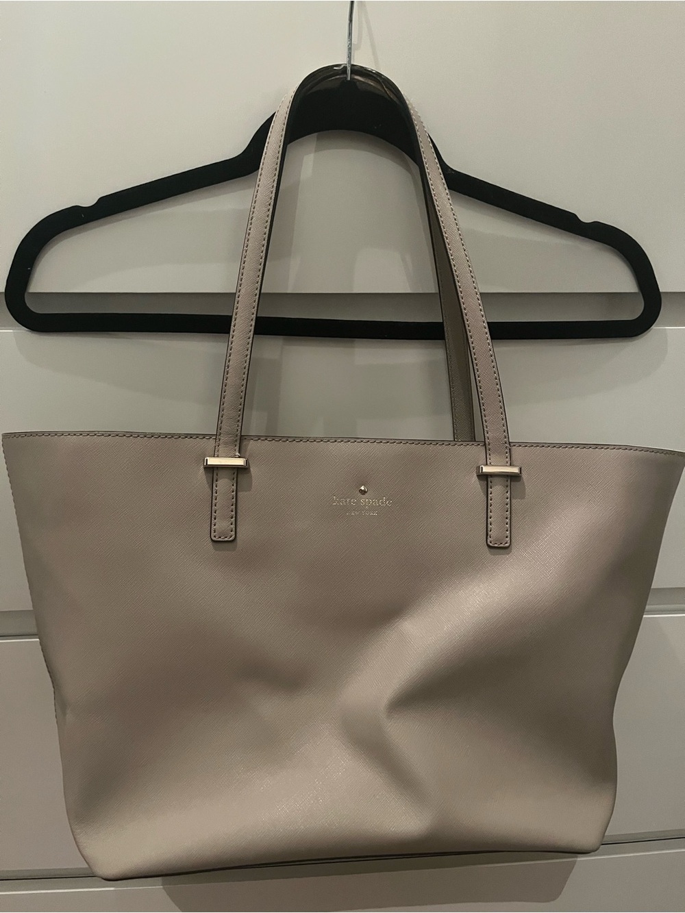 kate spade Gray-Taupe Leather Tote Bag